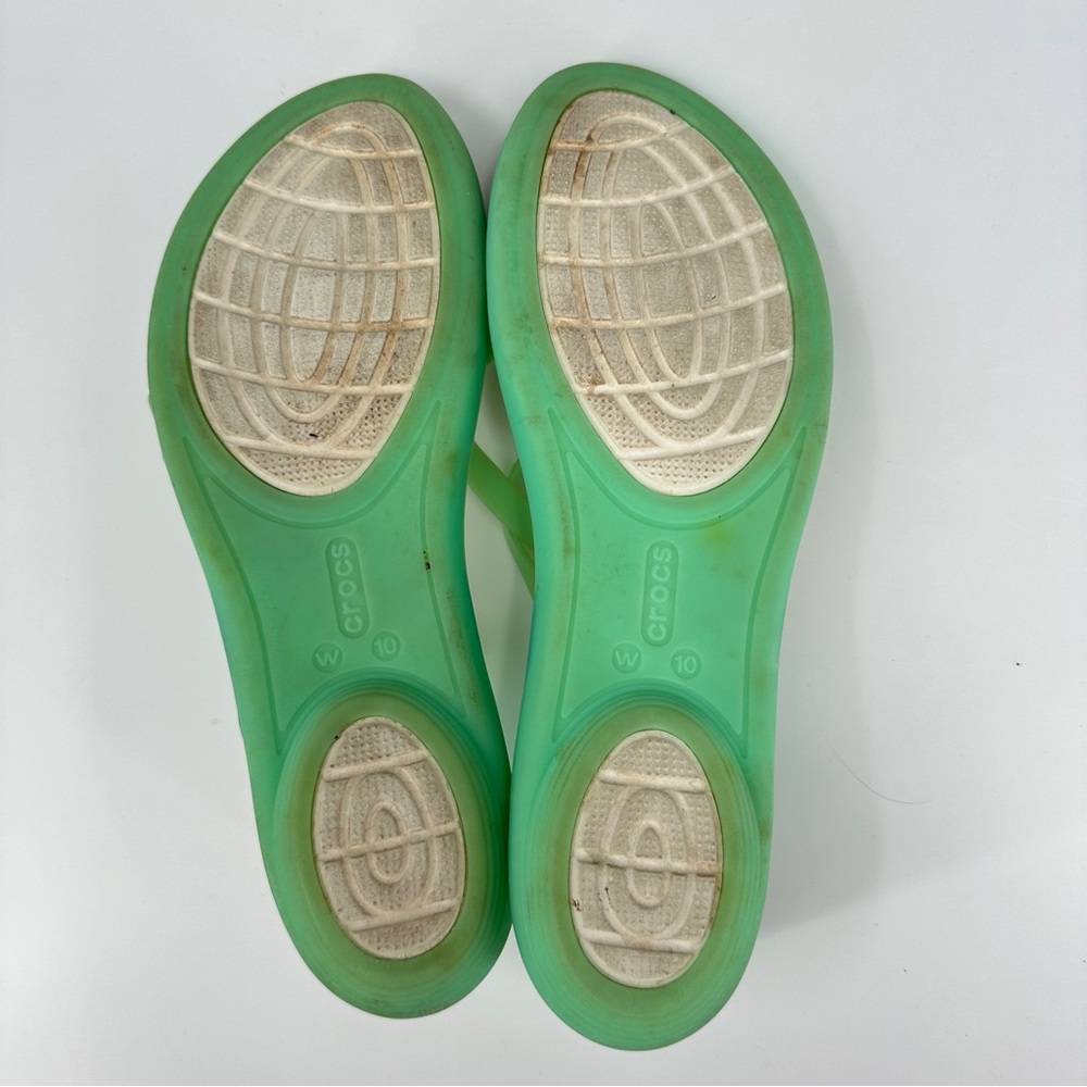 Crocs Isabella Strappy Jelly Slip On Sandals Womens 10 Green Flats Shoes 205150 - Picture 9 of 15